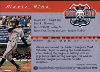 2004 Grandstand Road to the Show Top Prospects #NNO Alexis Rios Back