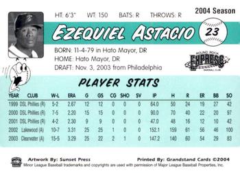 2004 Grandstand Round Rock Express #NNO Ezequiel Astacio Back