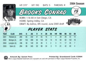 2004 Grandstand Round Rock Express #NNO Brooks Conrad Back