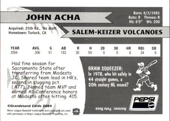 2004 Grandstand Salem-Keizer Volcanoes #1 John Acha Back