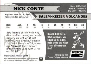 2004 Grandstand Salem-Keizer Volcanoes #5 Nick Conte Back