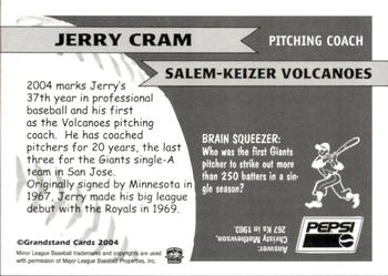 2004 Grandstand Salem-Keizer Volcanoes #6 Jerry Cram Back