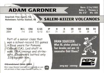 2004 Grandstand Salem-Keizer Volcanoes #11 Adam Gardner Back