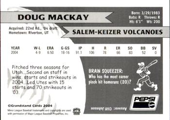 2004 Grandstand Salem-Keizer Volcanoes #17 Doug MacKay Back