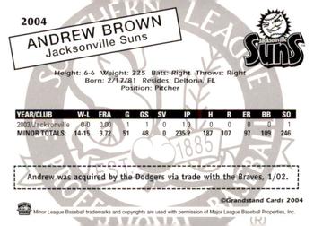 2004 Grandstand Southern League Top Prospects #NNO Andrew Brown Back