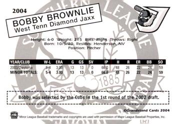 2004 Grandstand Southern League Top Prospects #NNO Bobby Brownlie Back