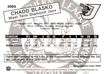 2004 Grandstand Southern League Top Prospects #NNO Chadd Blasko Back