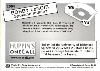 2004 Grandstand Spokane Indians #16 Bobby Lenoir Back