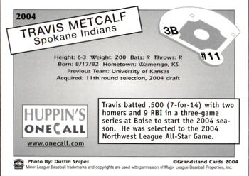 2004 Grandstand Spokane Indians #11 Travis Metcalf Back