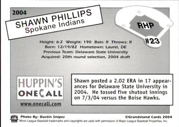 2004 Grandstand Spokane Indians #23 Shawn Phillips Back