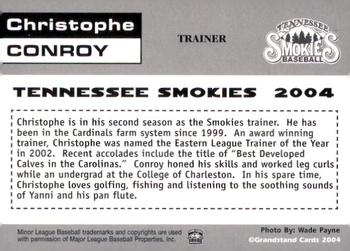 2004 Grandstand Tennessee Smokies #NNO Christophe Conroy Back