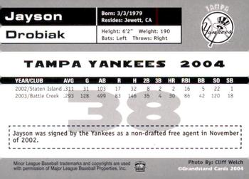2004 Grandstand Tampa Yankees #NNO Jayson Drobiak Back