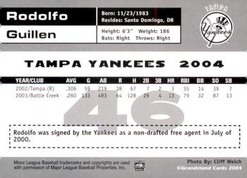 2004 Grandstand Tampa Yankees #NNO Rodolfo Guillen Back