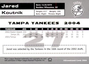 2004 Grandstand Tampa Yankees #NNO Jared Koutnik Back