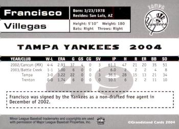 2004 Grandstand Tampa Yankees #NNO Francisco Villegas Back