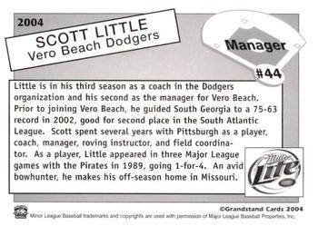 2004 Grandstand Vero Beach Dodgers #NNO Scott Little Back