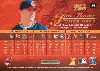 1996 Select Certified - Certified Blue #69 Jim Thome Back