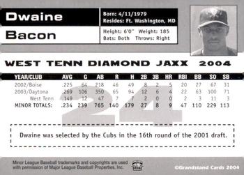 2004 Grandstand West Tenn Diamond Jaxx #NNO Dwaine Bacon Back