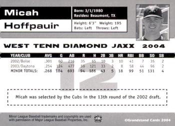 2004 Grandstand West Tenn Diamond Jaxx #NNO Micah Hoffpauir Back