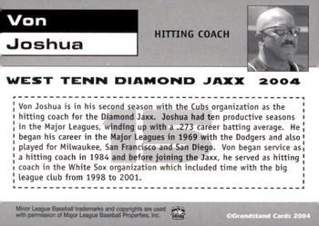 2004 Grandstand West Tenn Diamond Jaxx #NNO Von Joshua Back