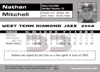 2004 Grandstand West Tenn Diamond Jaxx #NNO Nathan Mitchell Back