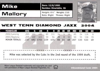 2004 Grandstand West Tenn Diamond Jaxx #NNO Mike Mallory Back