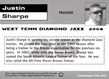 2004 Grandstand West Tenn Diamond Jaxx #NNO Justin Sharpe Back