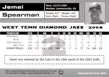 2004 Grandstand West Tenn Diamond Jaxx #NNO Jemel Spearman Back