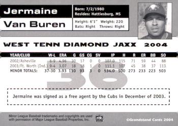 2004 Grandstand West Tenn Diamond Jaxx #NNO Jermaine Van Buren Back