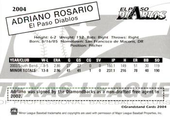 2004 Grandstand Texas League Top Prospects #NNO Adriano Rosario Back
