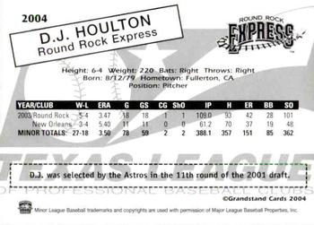 2004 Grandstand Texas League Top Prospects #NNO D.J. Houlton Back