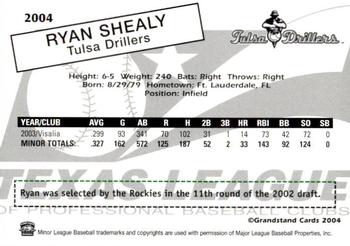 2004 Grandstand Texas League Top Prospects #NNO Ryan Shealy Back
