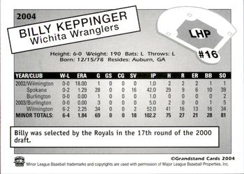 2004 Grandstand Wichita Wranglers #NNO Billy Keppinger Back