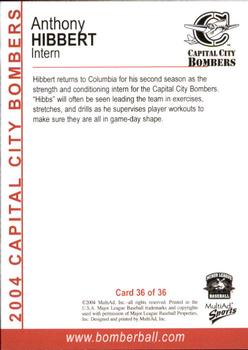 2004 MultiAd Capital City Bombers #36 Anthony Hibbert Back