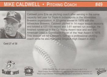 2004 MultiAd Erie SeaWolves #27 Mike Caldwell Back