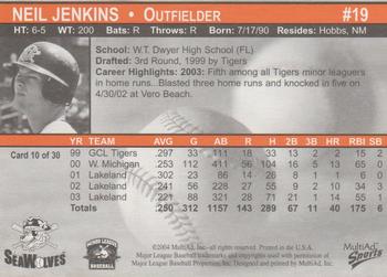 2004 MultiAd Erie SeaWolves #10 Neil Jenkins Back