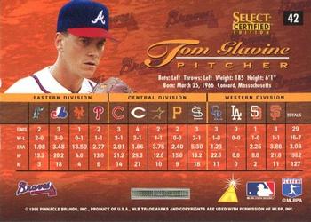 1996 Select Certified - Certified Red #42 Tom Glavine Back
