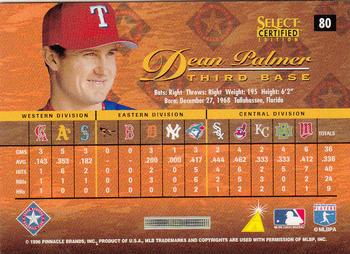 1996 Select Certified - Certified Red #80 Dean Palmer Back