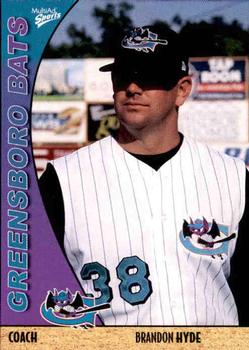 2004 MultiAd Greensboro Bats #34 Brandon Hyde Front