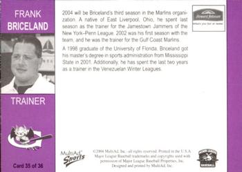 2004 MultiAd Greensboro Bats #35 Frank Briceland Back
