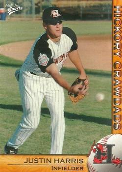 2004 MultiAd Hickory Crawdads #16 Justin Harris Front