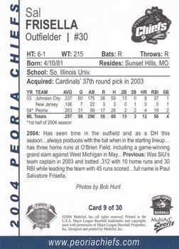 2004 MultiAd Peoria Chiefs #9 Sal Frisella Back
