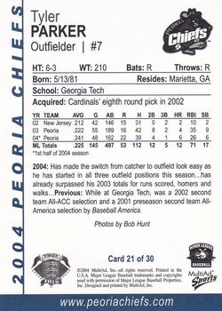 2004 MultiAd Peoria Chiefs #21 Tyler Parker Back