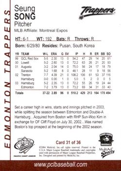 2004 MultiAd Pacific Coast League Top Prospects #31 Seung Song Back
