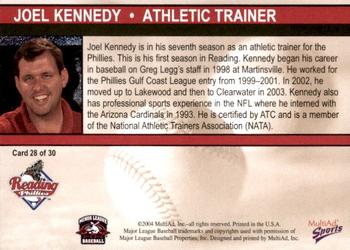 2004 MultiAd Reading Phillies #28 Joel Kennedy Back