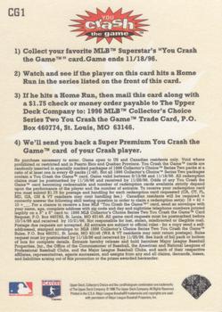 1996 Collector's Choice - You Crash the Game Gold #CG1 Chipper Jones Back