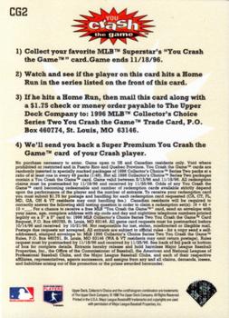 1996 Collector's Choice - You Crash the Game Gold #CG2 Fred McGriff Back