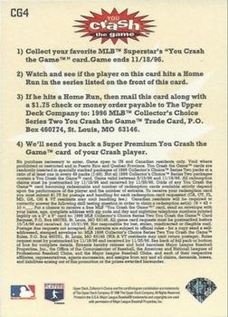 1996 Collector's Choice - You Crash the Game Gold #CG4 Cal Ripken Jr. Back