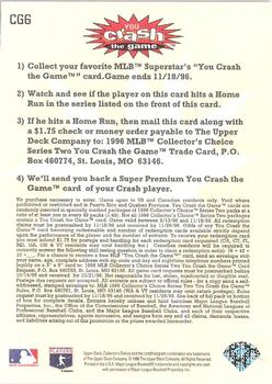 1996 Collector's Choice - You Crash the Game Gold #CG6 Mo Vaughn Back