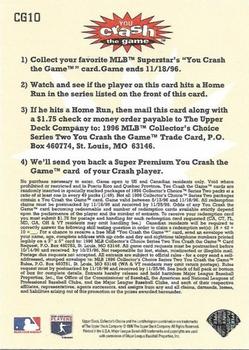 1996 Collector's Choice - You Crash the Game Gold #CG10 Frank Thomas Back